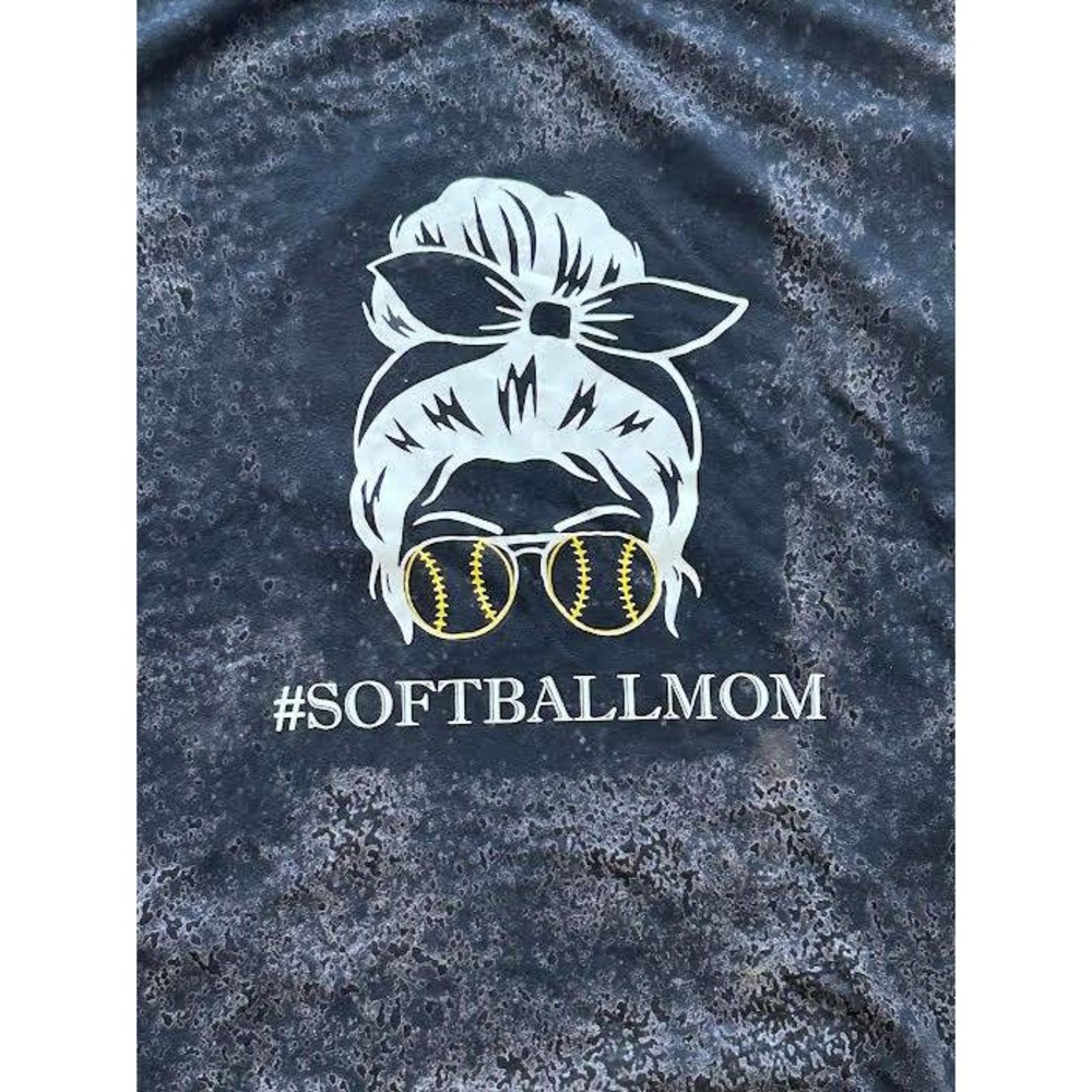 Ideal T by Next Level Softball Mom Acid Wash Graphic Tee Gray 3XL Womens Sports